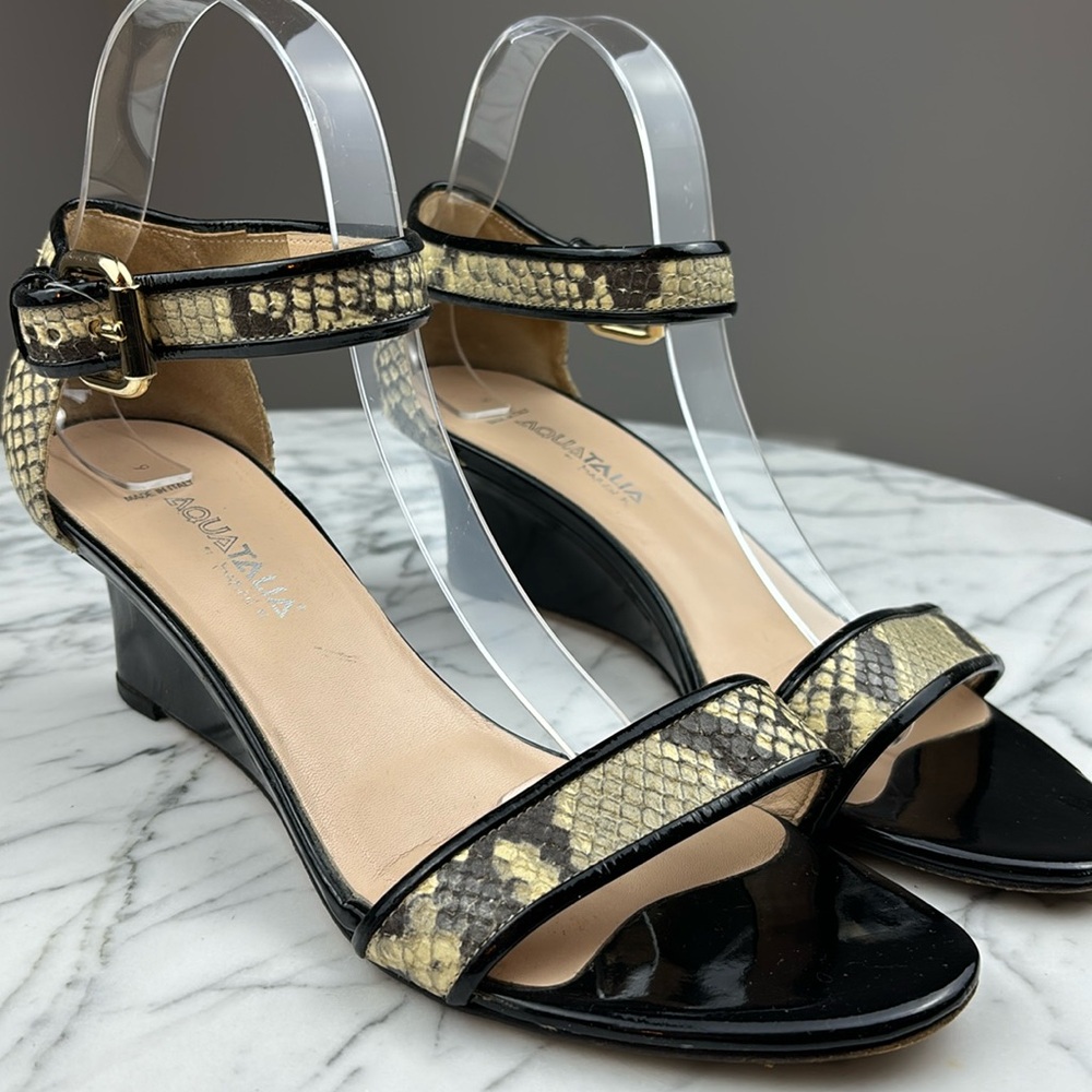 Aquatalia by Marin K. Black and Snake Skin Wedge SIZE 9